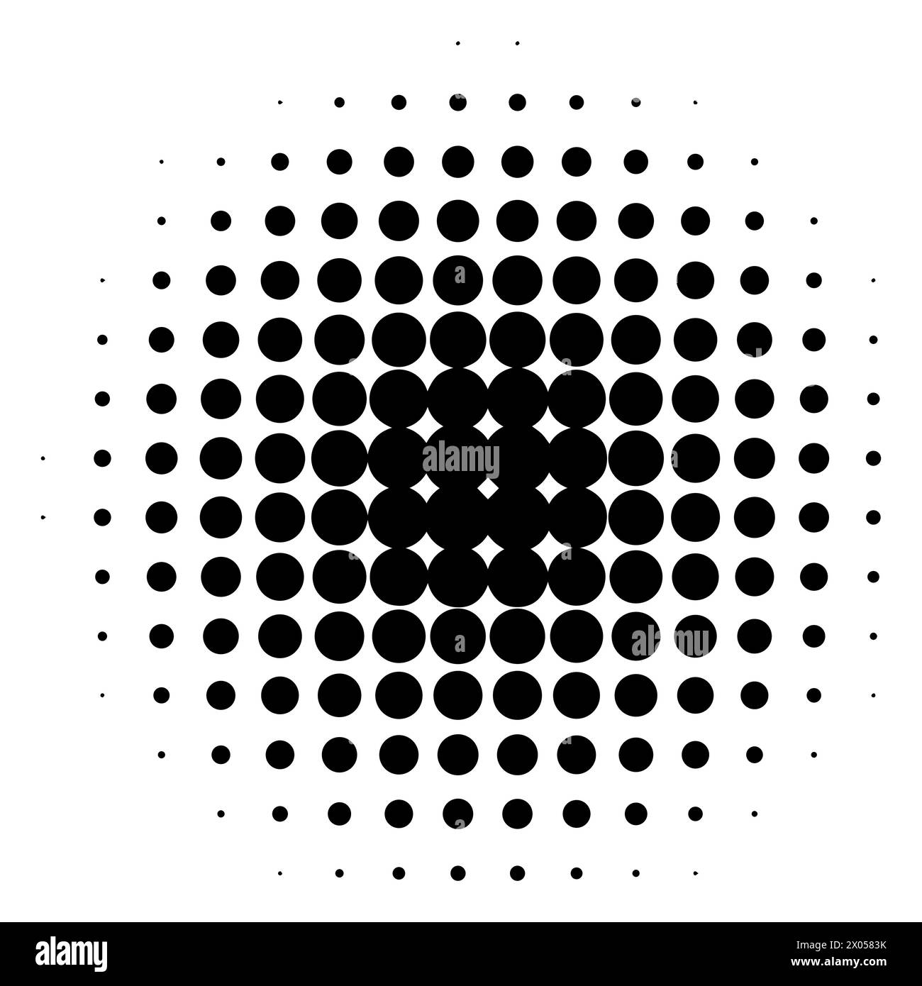 Optical illusion dot grid. Concentric circles creating a visual effect. Black on white abstract pattern. Vector illustration. EPS 10. Stock Vector