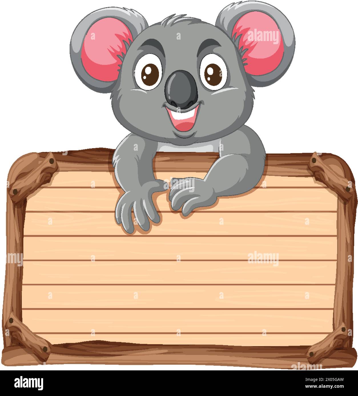 Adorable koala cartoon on a blank wooden sign Stock Vector Image & Art ...