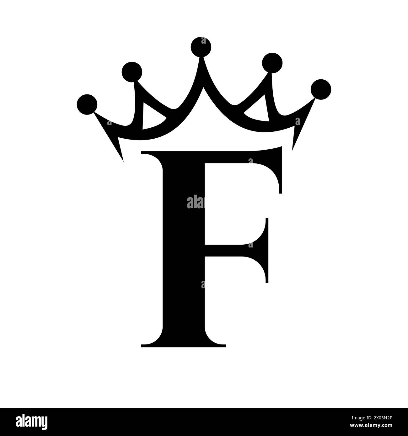 Letter F Crown Logo for Queen Sign, Beauty, Fashion, Star, Elegant