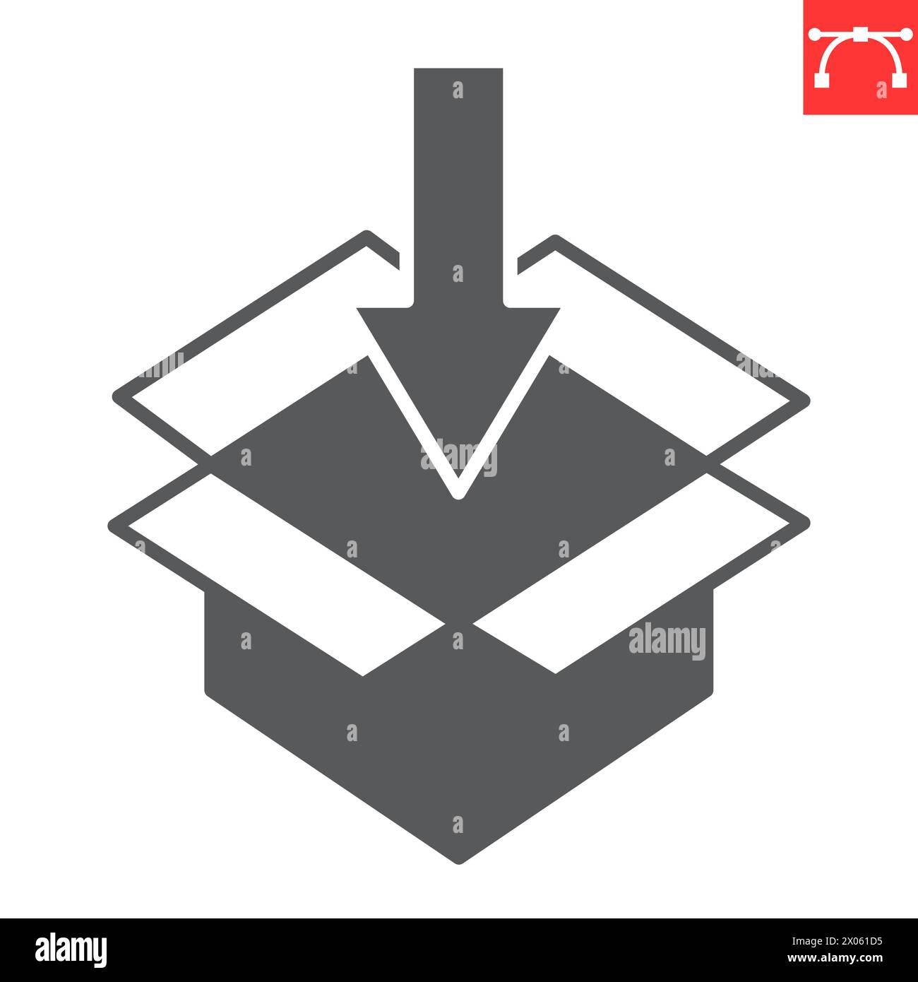 Ship order glyph icon, e-commerce and delivery service, opened box vector icon, vector graphics, editable stroke solid sign, eps 10. Stock Vector