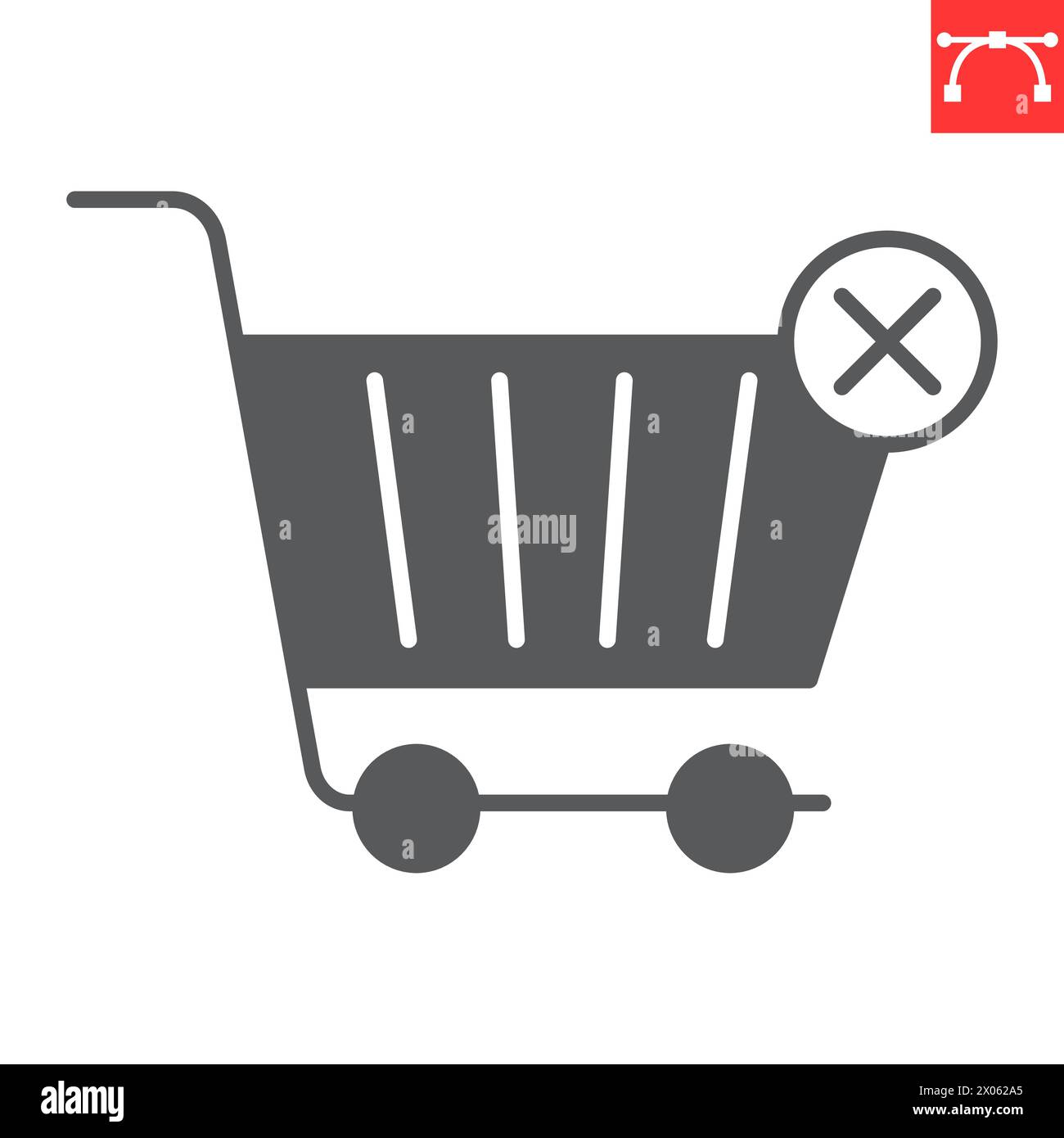 Remove from cart glyph icon, e-commerce and shopping, delete in cart vector icon, vector graphics, editable stroke solid sign, eps 10. Stock Vector