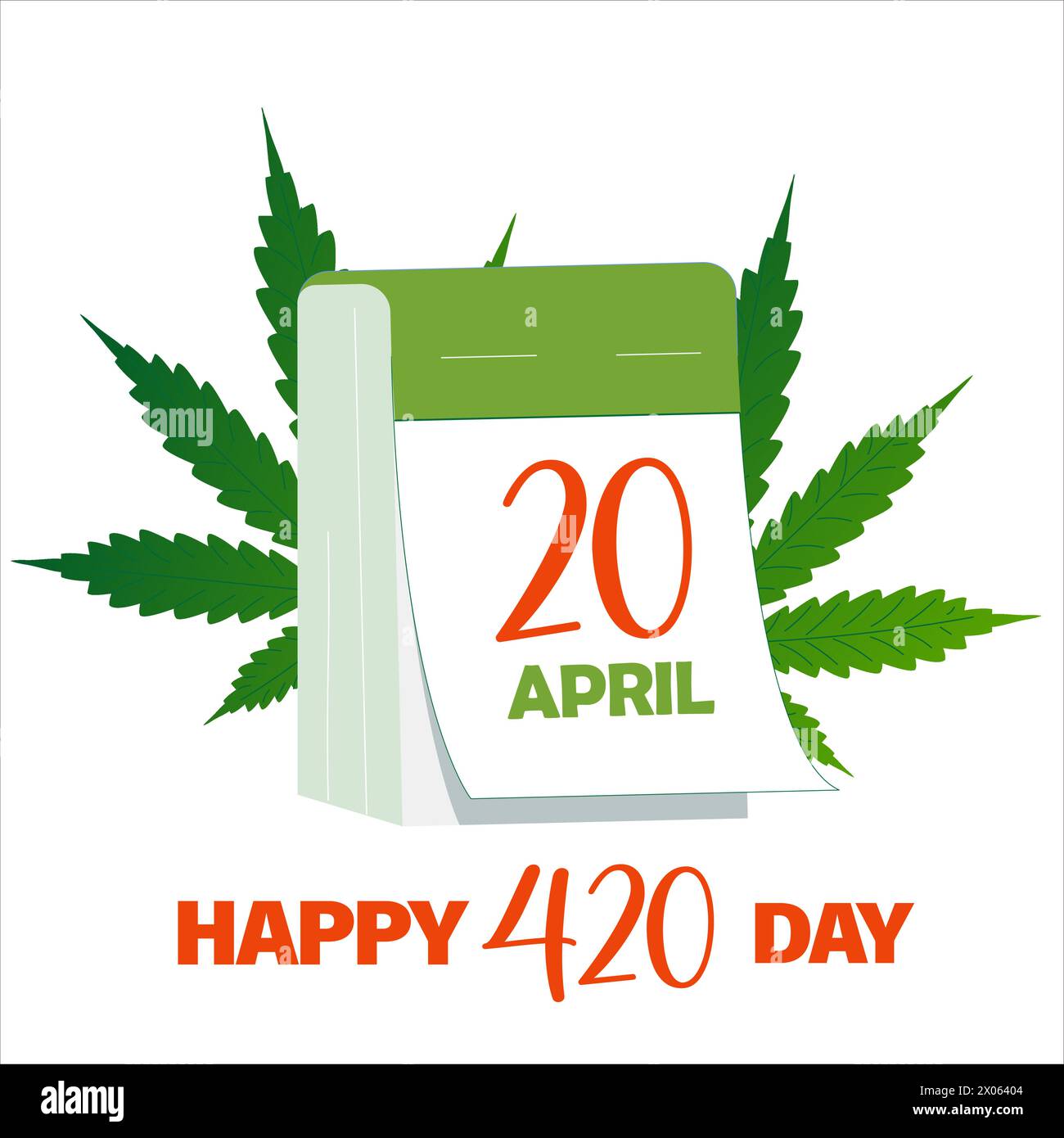 Happy 420 day, International Weed Day banner with calendar date of April 20 arranged cannabis hemp marijuana leaves. Vector illustration, good for pos Stock Vector