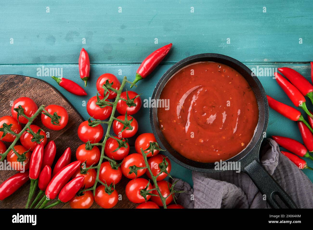 Italian tomato sauce. Homemade spicy tomato sauce or ketchup with ...