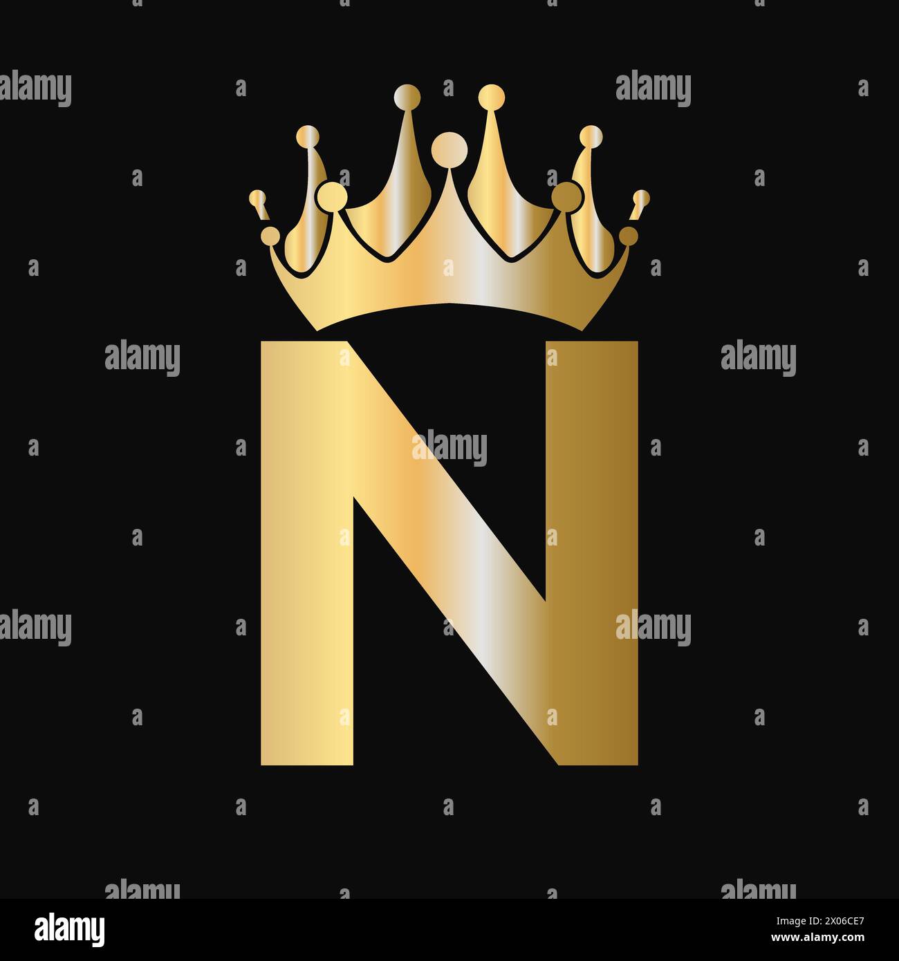 Letter N Crown Logo Template. Royal Crown Logotype Luxury Sign  for Beauty, Fashion, Star, Elegant Symbol Stock Vector