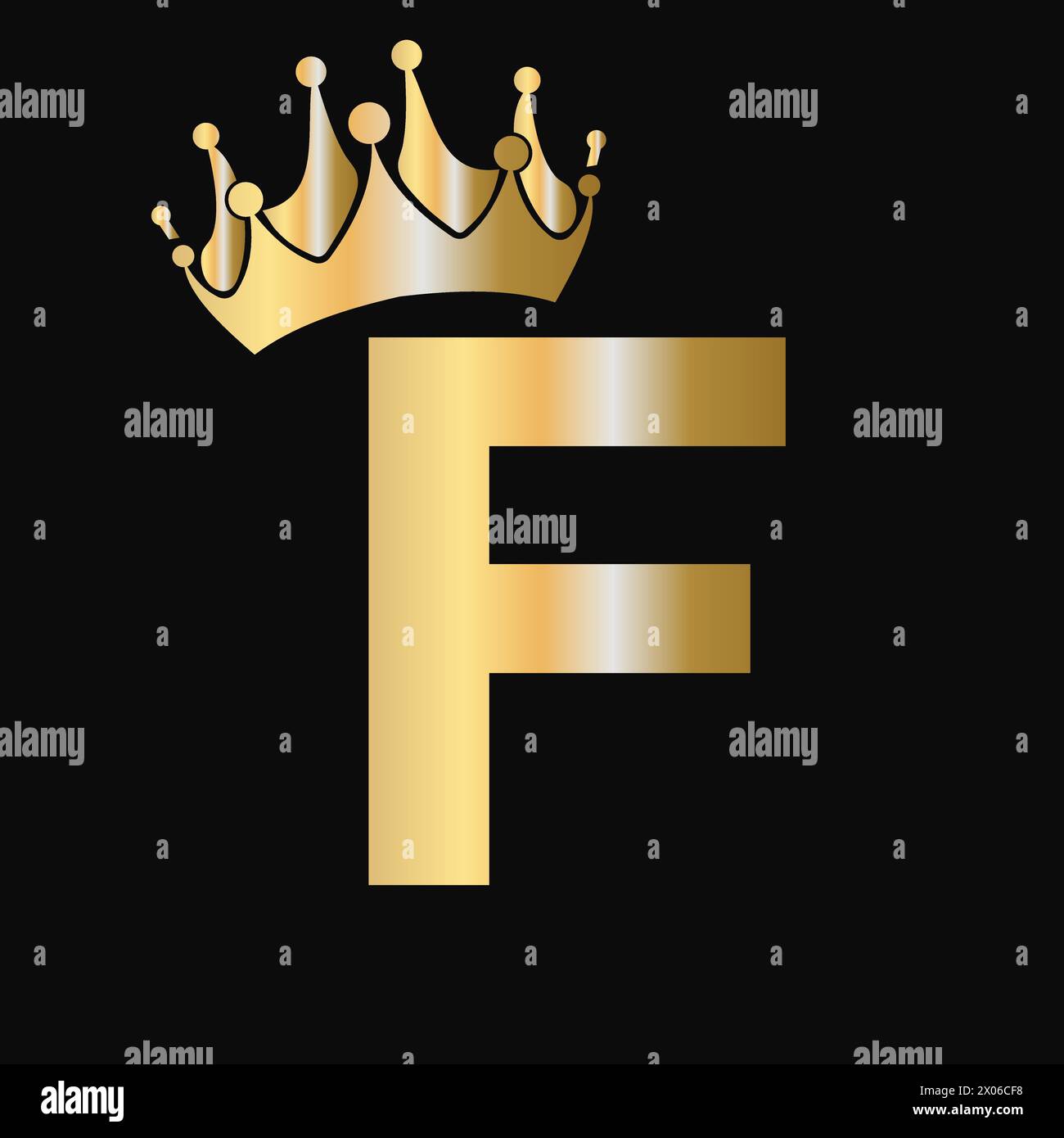 Letter F Crown Logo Template. Royal Crown Logotype Luxury Sign  for Beauty, Fashion, Star, Elegant Symbol Stock Vector