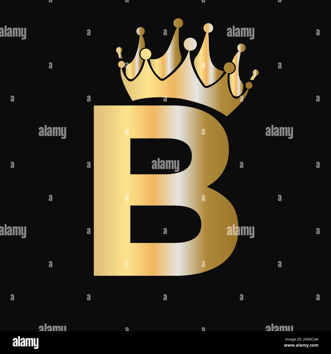 Letter B Crown Logo Template. Royal Crown Logotype Luxury Sign  for Beauty, Fashion, Star, Elegant Symbol Stock Vector