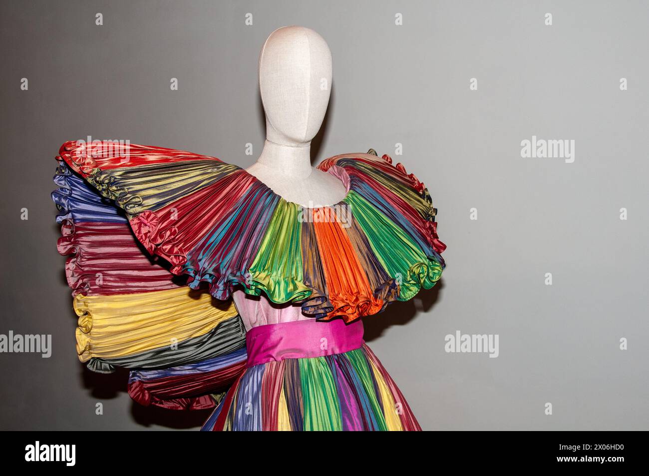 A detail of one of Roberto Capucci's high fashion creations on display at the Venaria Reale (Turin) Stock Photo