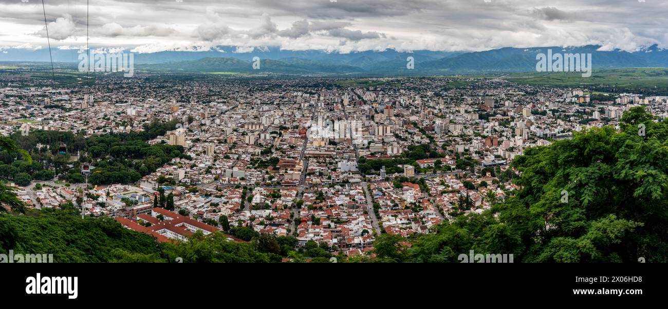 A Panoramic View of The City of Salta from San Bernardo Hill, Salta Province, Argentina Stock Photo