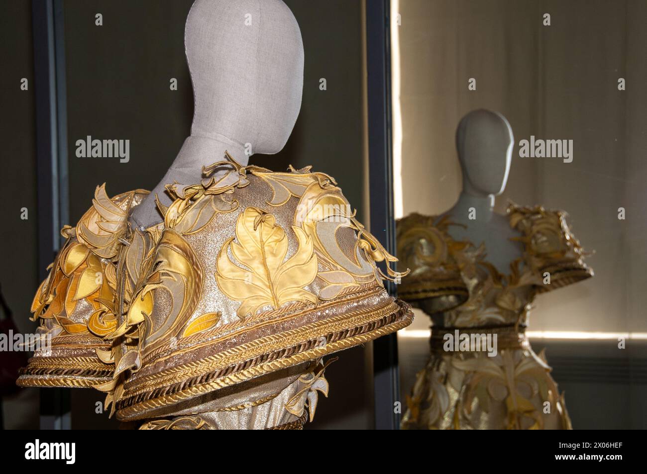 A detail of one of Roberto Capucci's high fashion creations on display at the Venaria Reale Stock Photo