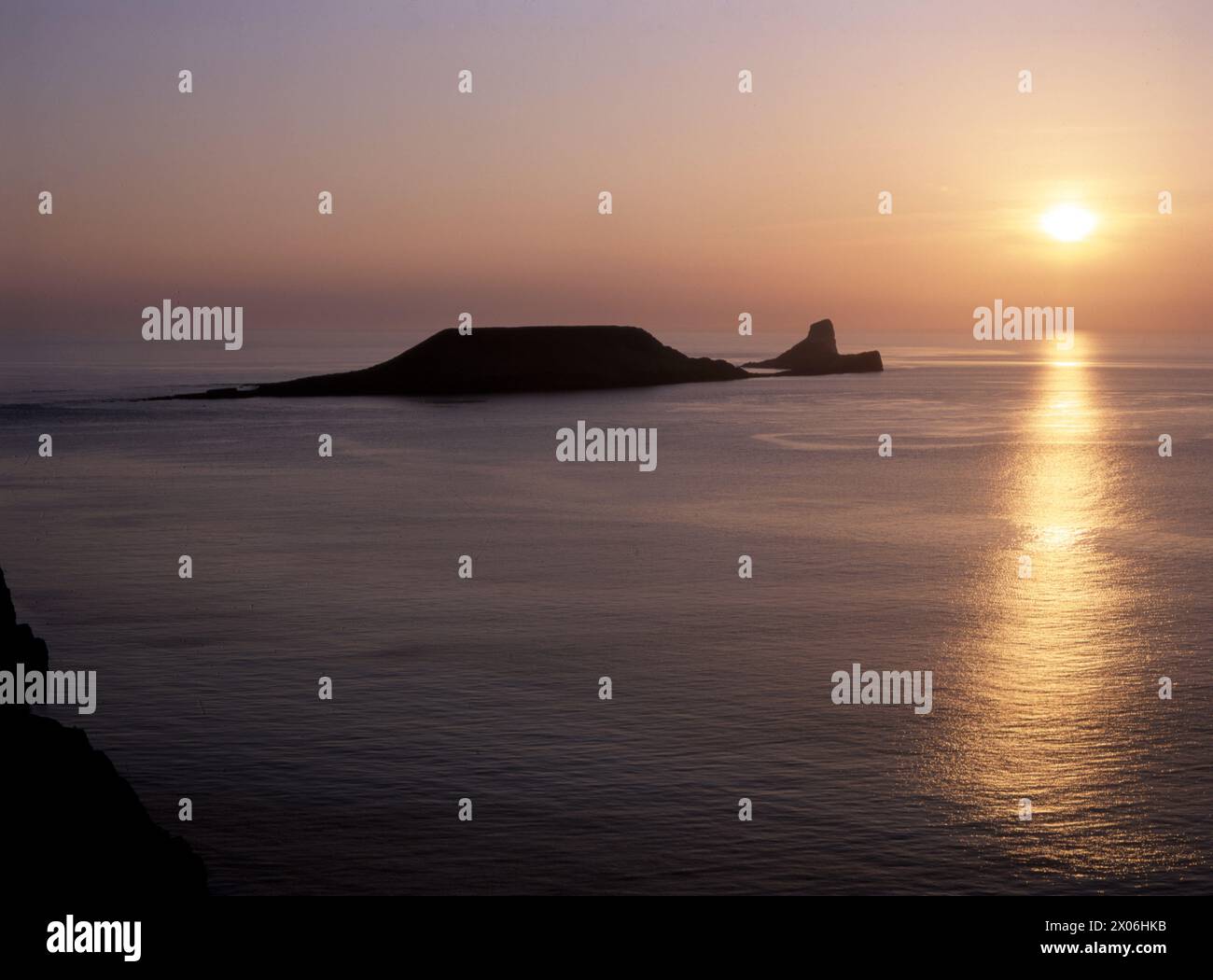 Sunset at Worm’s Head, Gower. Stock Photo