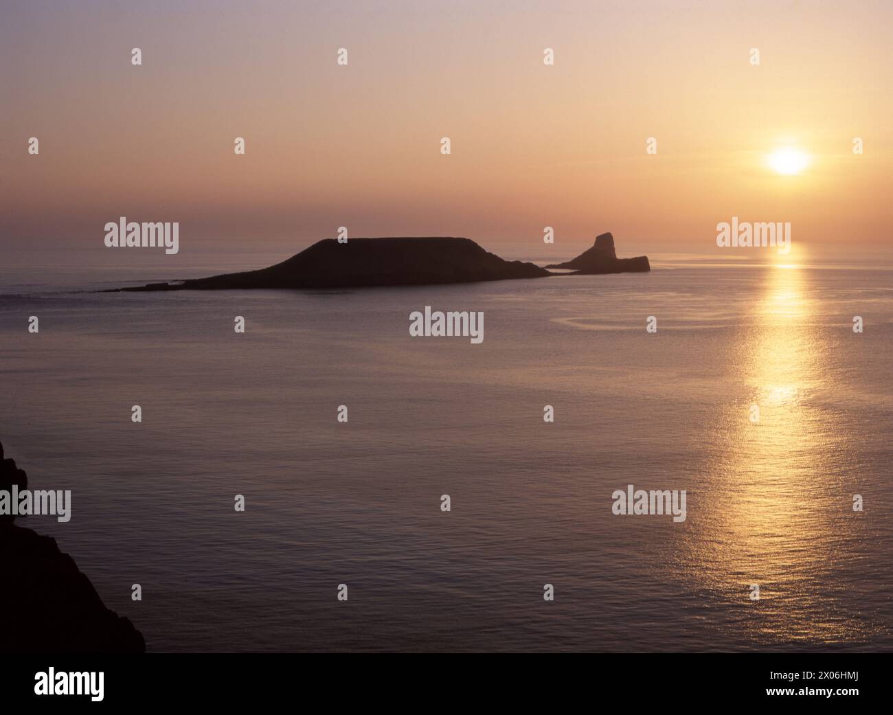 Sunset at Worm’s Head, Gower. Stock Photo