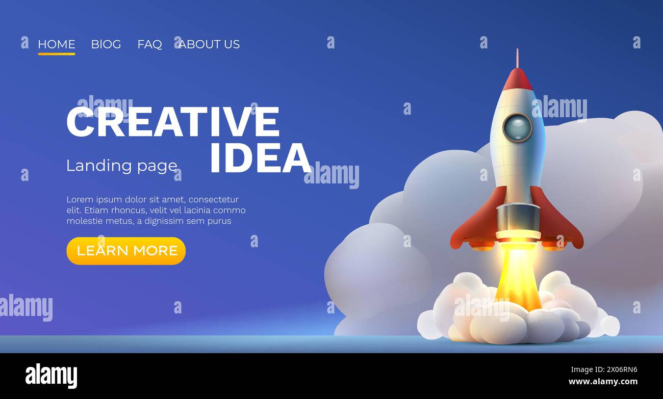Rocket space startup, creative idea cover, landing page web site ...