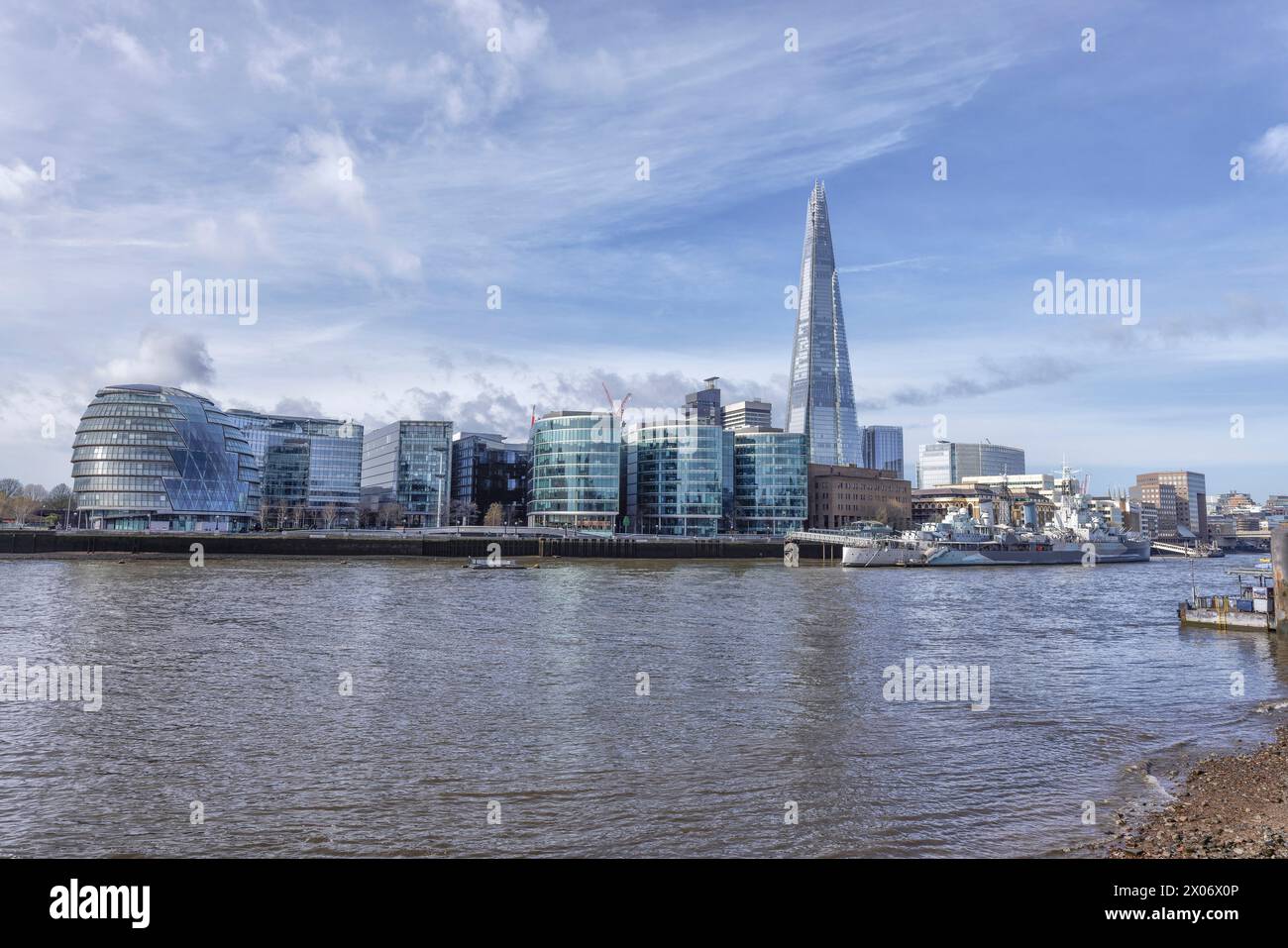 River Thames and South Bank waterfront by Queen's Walk in Southwark
