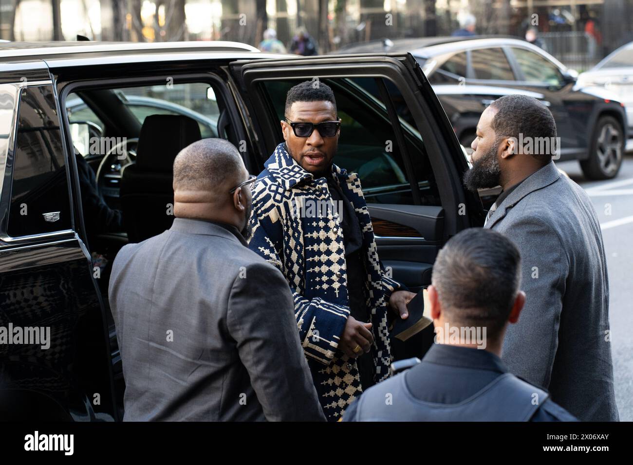 Manhattan United States 08th Apr 2024 Jonathan Majors Arrives At manhattan-united-states-08th-apr-2024-jonathan-majors-arrives-at