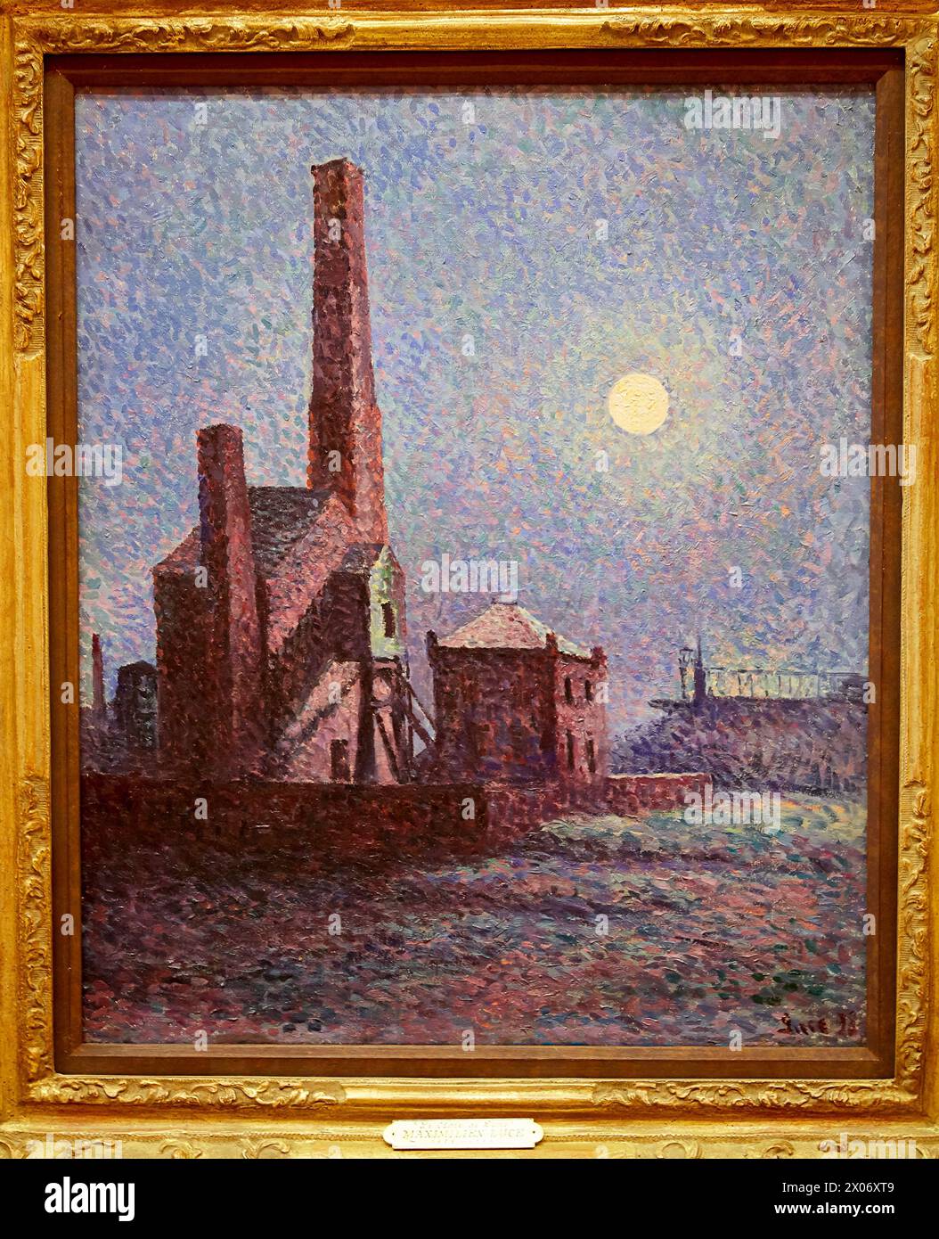 'Factory in the Moonlight', 1898, Maximilien Luce, Thyssen-Bornemisza Museum, Madrid, Spain, Europe Stock Photo