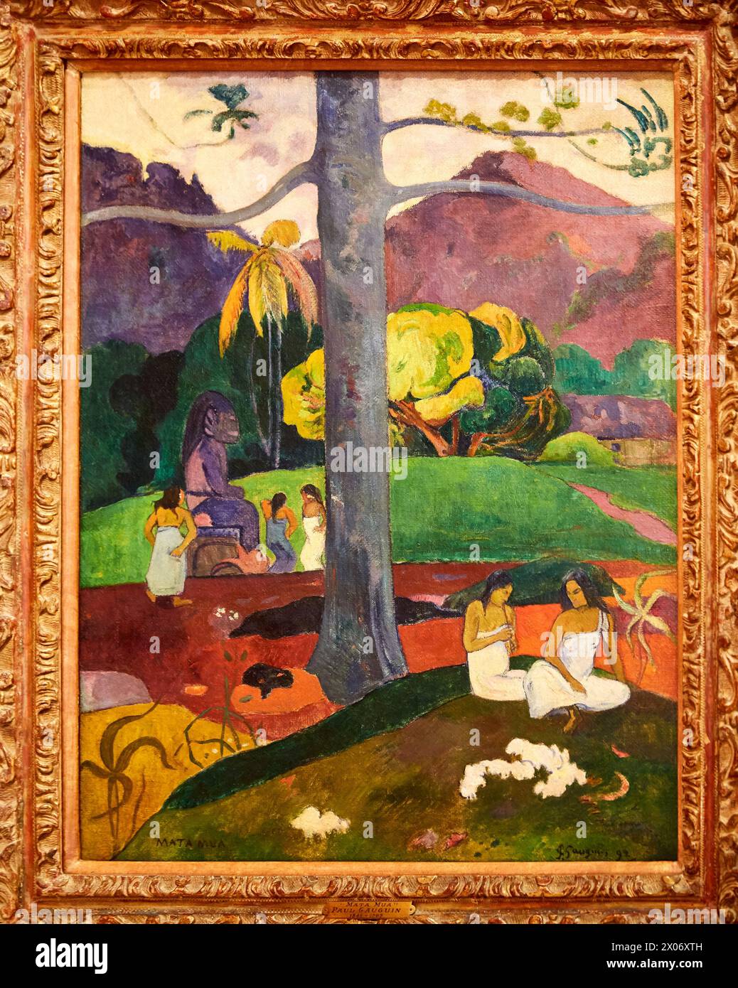 'Mata Mua (In Olden Times)', 1892, Paul Gauguin, Thyssen-Bornemisza Museum, Madrid, Spain, Europe Stock Photo