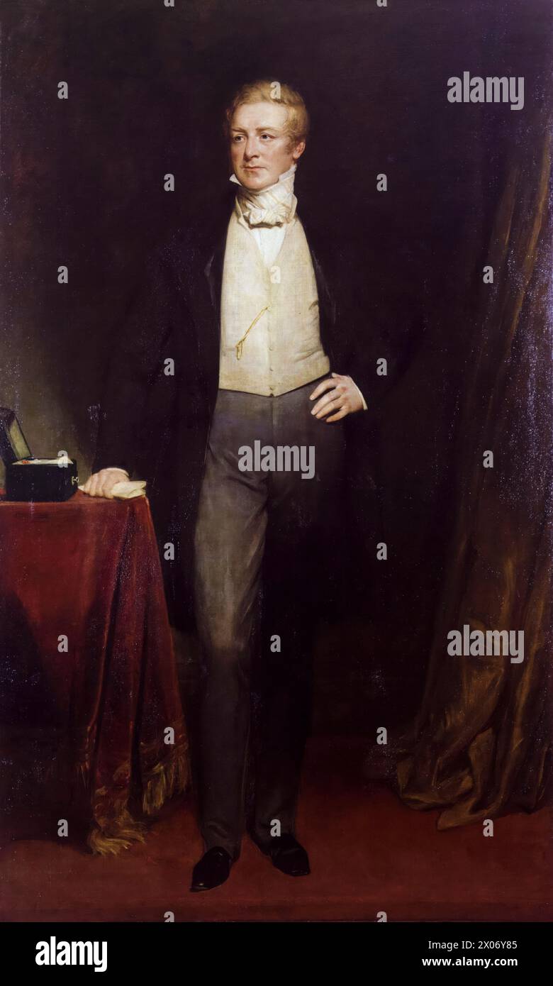 Sir Robert Peel (1788-1850), 2nd Baronet, twice Prime Minister of the United Kingdom, 1834-1835 and 1841-1846, portrait painting in oil on canvas by Henry William Pickersgill, before 1875 Stock Photo