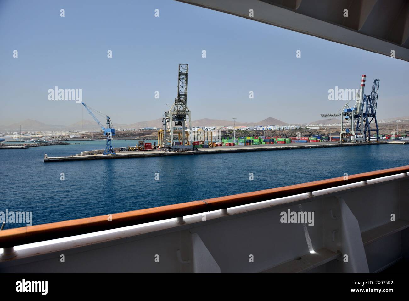 The port of Arrecife on the island of Lanzarote, as seen from the deck
