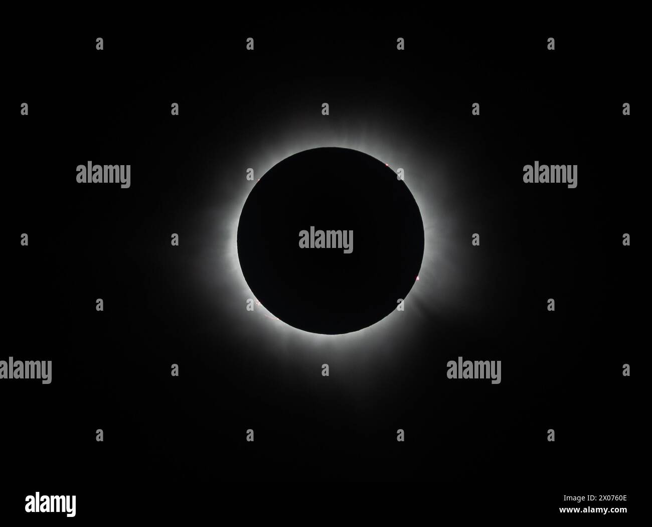 The Totality of the Solar Eclipse 2024, with visible corona. Central
