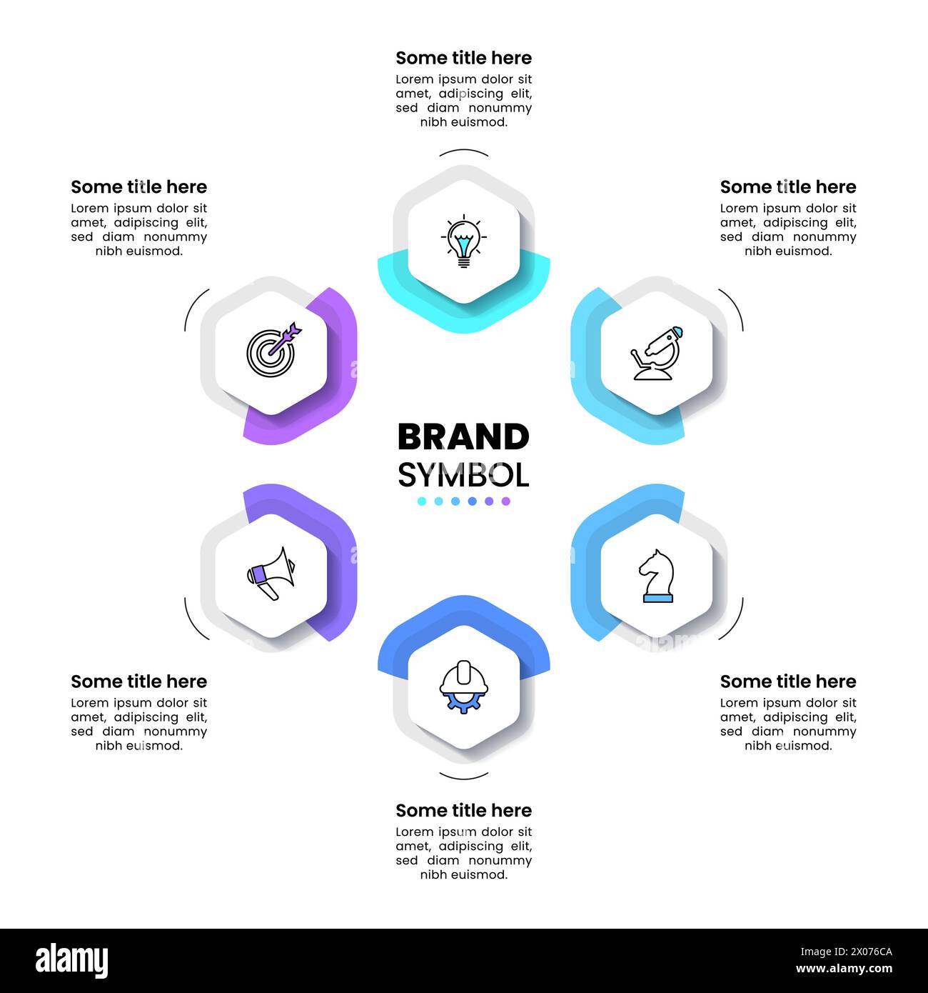 Infographic template with icons and 6 options or steps. Hexagon. Can be ...