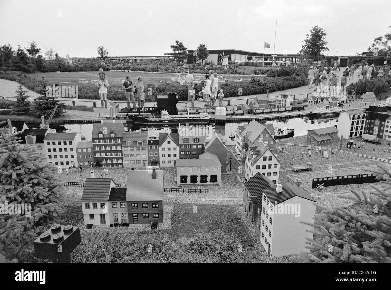 Current 30 - 6 - 1973: Playland for young and oldLegoland is a mini-kingdom that lives only on tourism. Last year, this fantasy world near Billund in Denmark was visited by no less than 777,000 enthusiastic people – young and old. The peak visit in one day is 20,000 people. Legoland is an adventure world for children, but it still attracts more adults. Last year, fully 70 per cent of the visitors were adults.  The houses in Legoland have an average height of about one metre. The cities consist of old and new districts and everything is built historically and architecturally correctly according Stock Photo