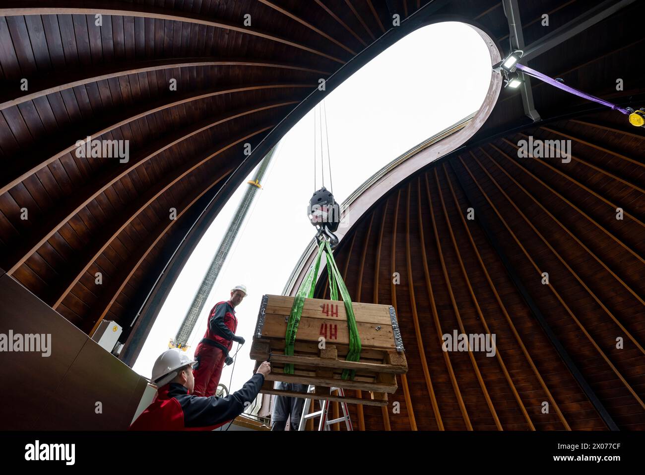 Prague, Czech Republic. 10th Apr, 2024. The largest telescope of the Stefanik Observatory was reinstalled in the dome of the observatory, which has undergone renovation, in Prague, Czech Republic, April 10, 2024. Credit: Ondrej Deml/CTK Photo/Alamy Live News Stock Photo