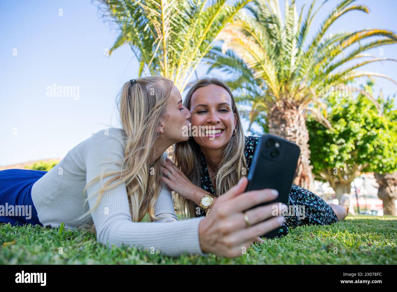 Happy mother daughter take selfie hi res stock photography and images