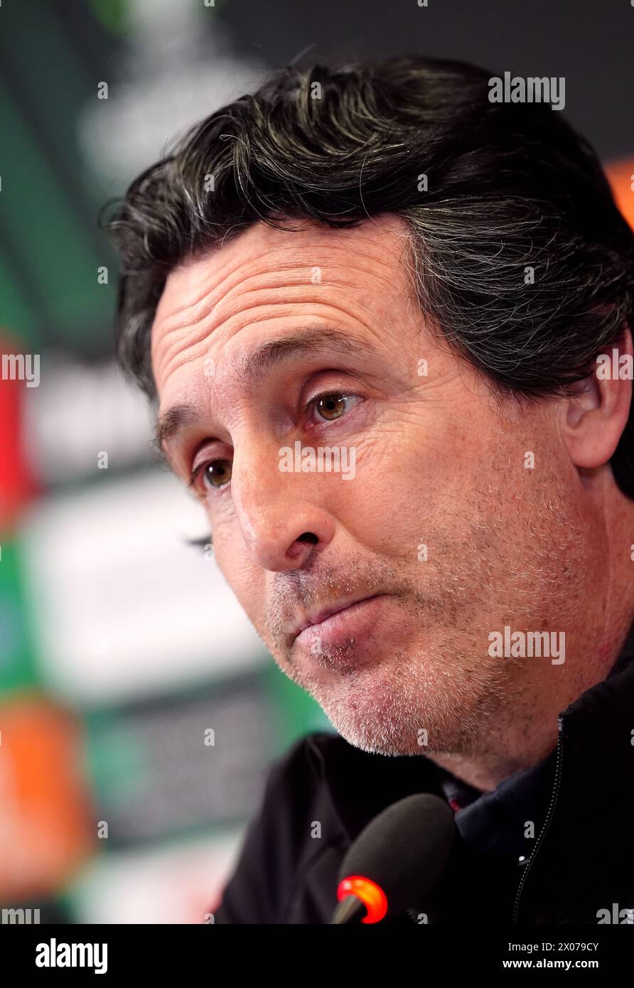 Aston Villa manager Unai Emery during a press conference at the Bodymoor Heath Training Ground, Birmingham. Picture date: Wednesday April 10, 2024. Stock Photo