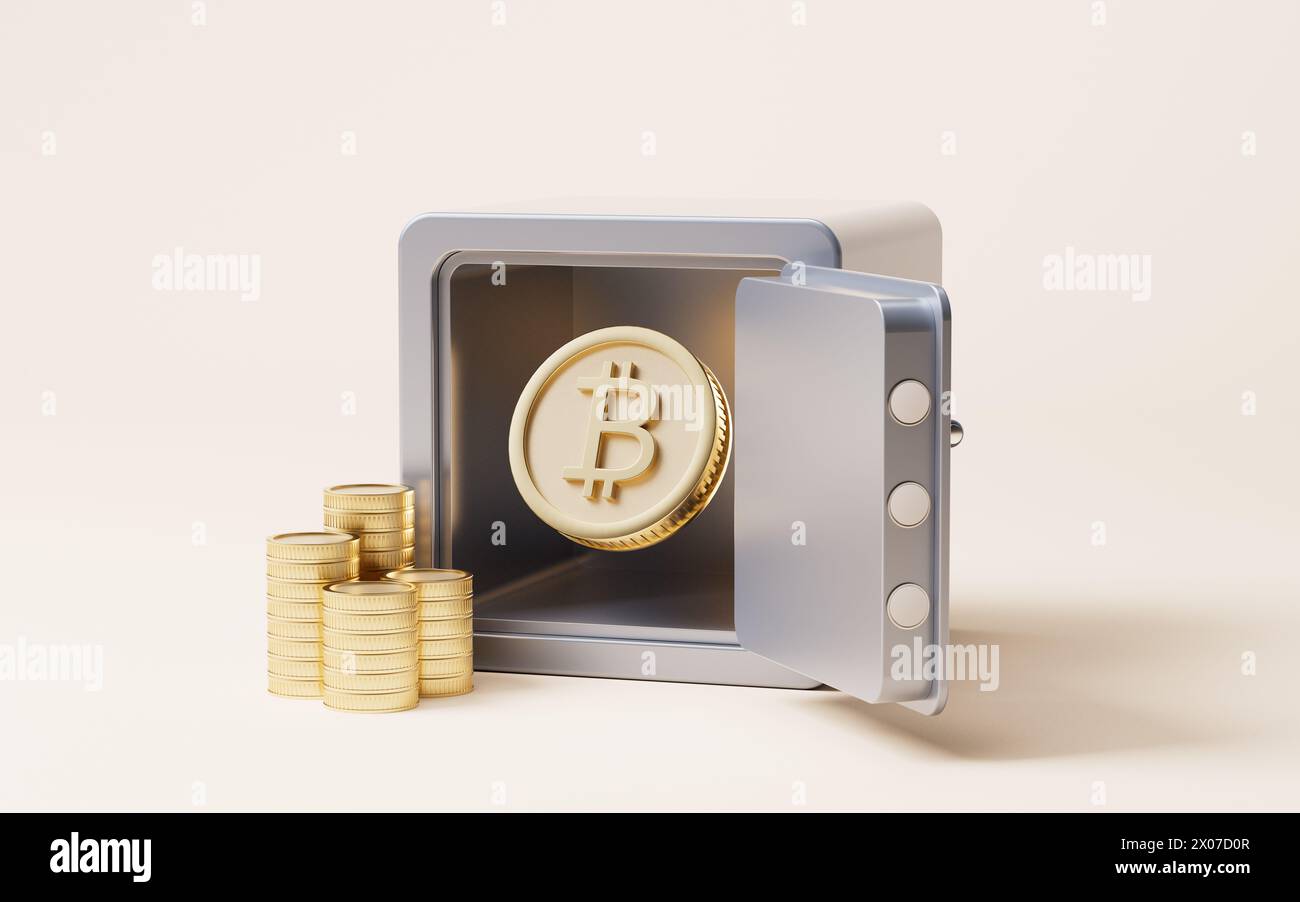 Bitcoin gold coin with cryptocurrency concept, 3d rendering. 3D ...