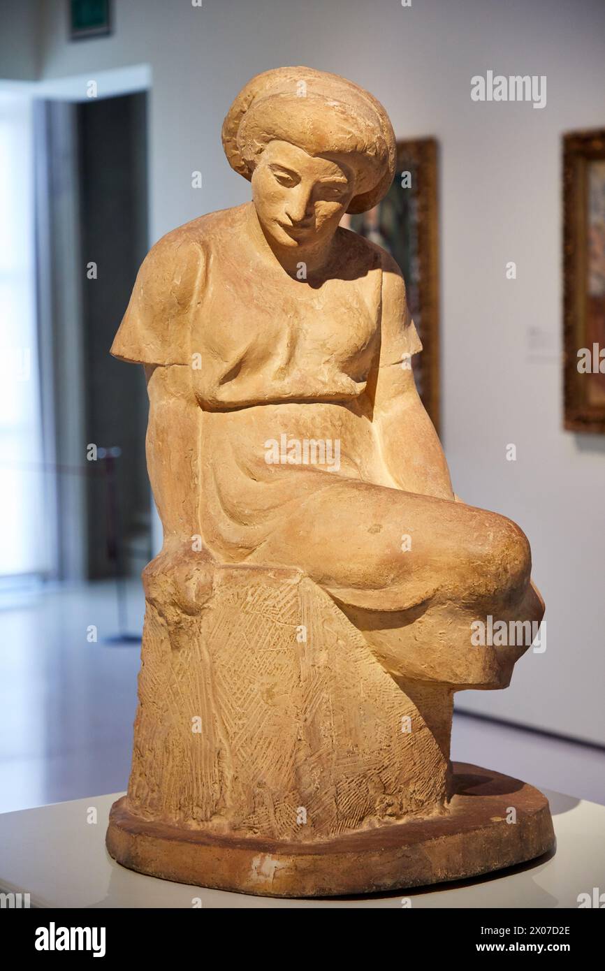 "Catalan Woman Seated",1923, Manolo Hugué, National Museum of Catalan Art, Museu Nacional d Art de Catalunya, MNAC, Barcelona, Spain, Europe Stock Photo