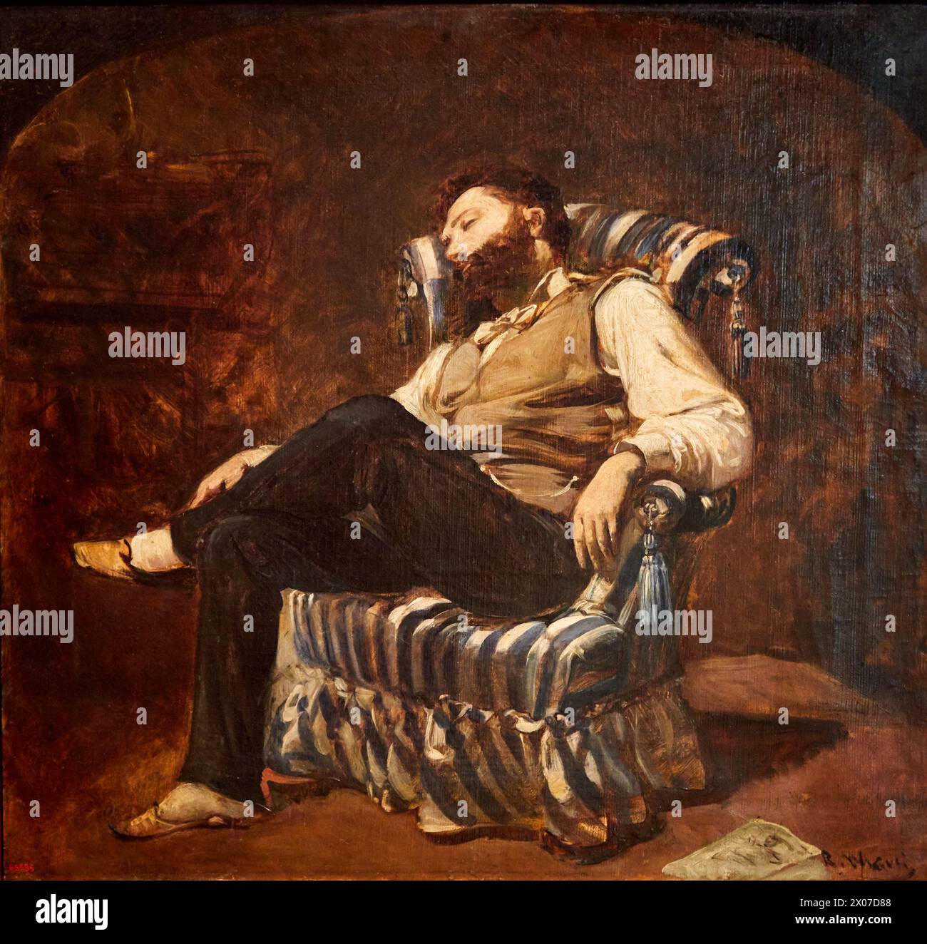 "The Siesta", c. 1884, Ramon Martí i Alsina, National Museum of Catalan Art, Museu Nacional d Art de Catalunya, MNAC, Barcelona, Spain, Europe Stock Photo