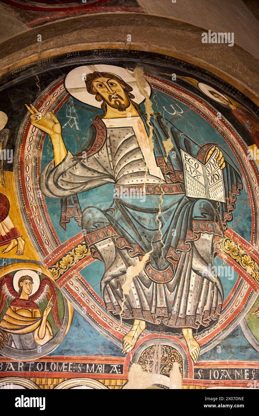 Apse of Sant Climent de Taüll, Master of Taüll, Medieval Romanesque paintings, National Museum of Catalan Art, Museu Nacional d Art de Catalunya, MNAC Stock Photo