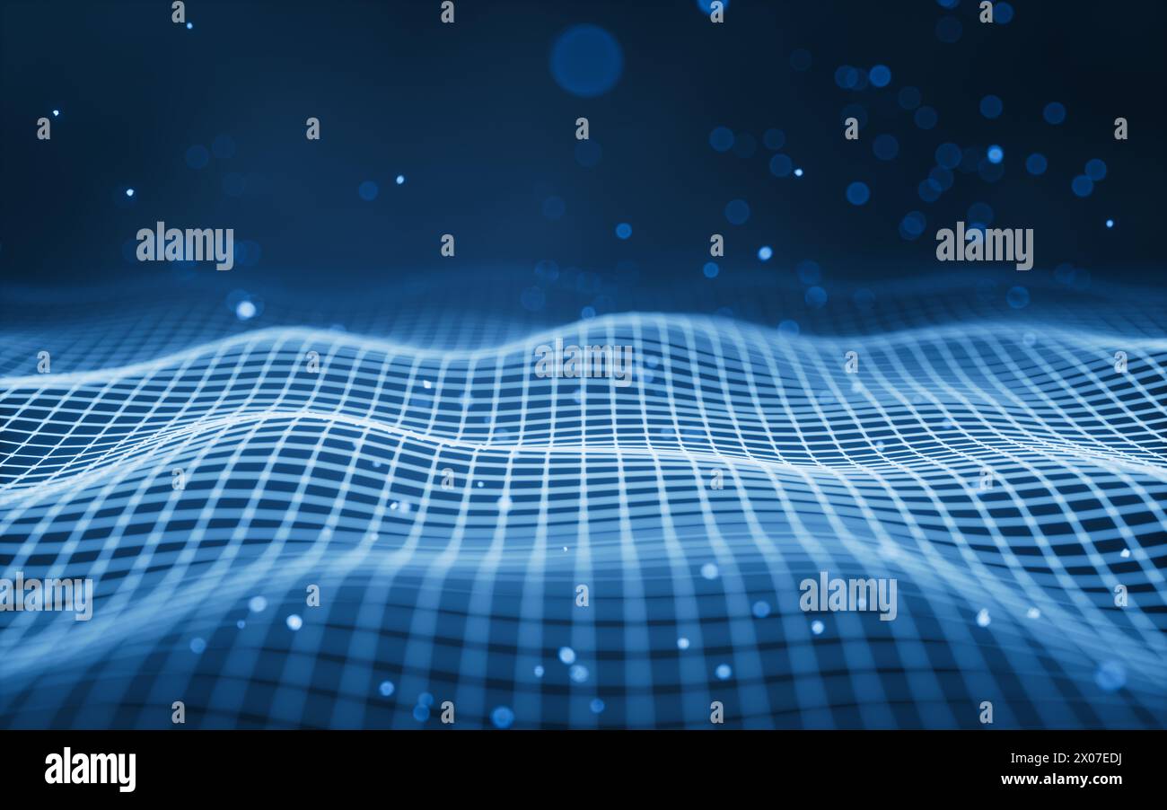 Digital space with glowing lines, 3d rendering. 3D illustration Stock ...