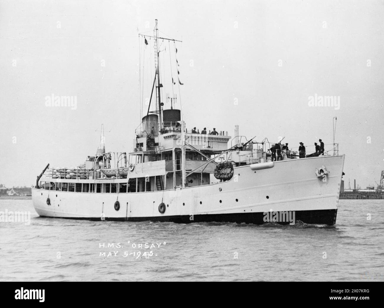 Trawler Wwii HMS Orsay, a British Isles-class trawler, is at sea on 5 May 1945 ...