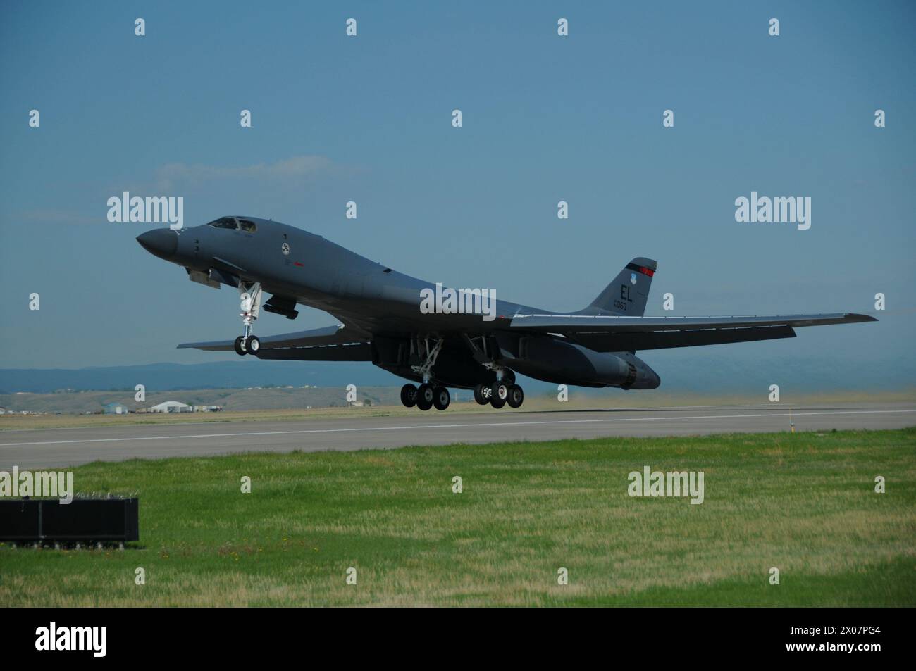 USAF B1-B Bomber Taking Off Stock Photo
