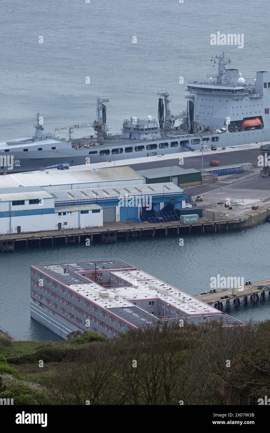 Bibby Stockholm barge vessel asylum seekers Dorset April 2024 Stock ...