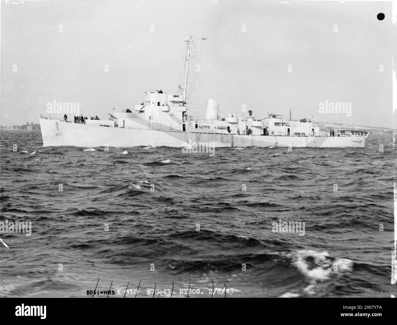 HMS BAYNTUN, CAPTAIN CLASS FRIGATE. OCTOBER 1943. Half broadside view
