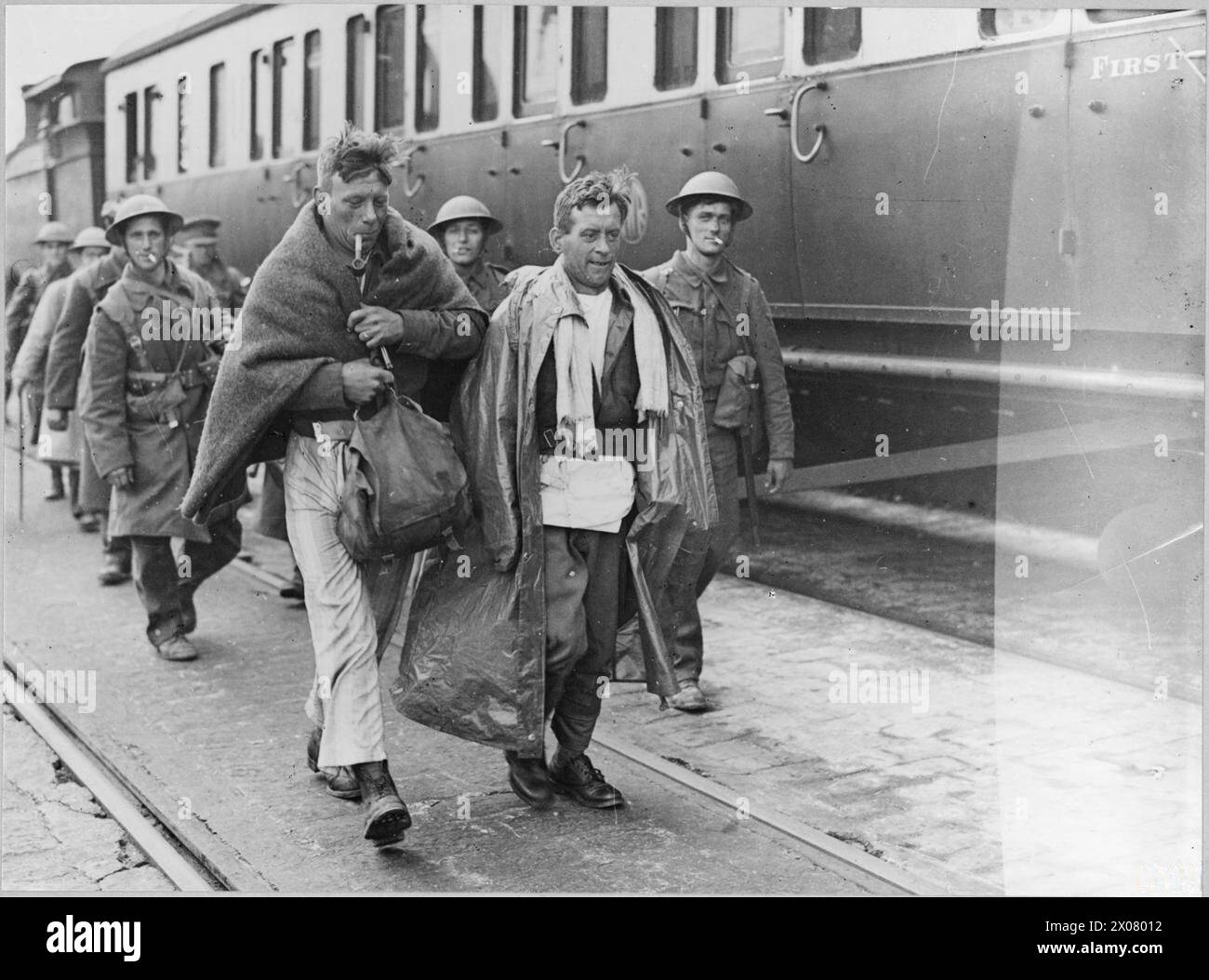 Evacuated British Army troops are pictured at Dover on 31 May 1940 ...