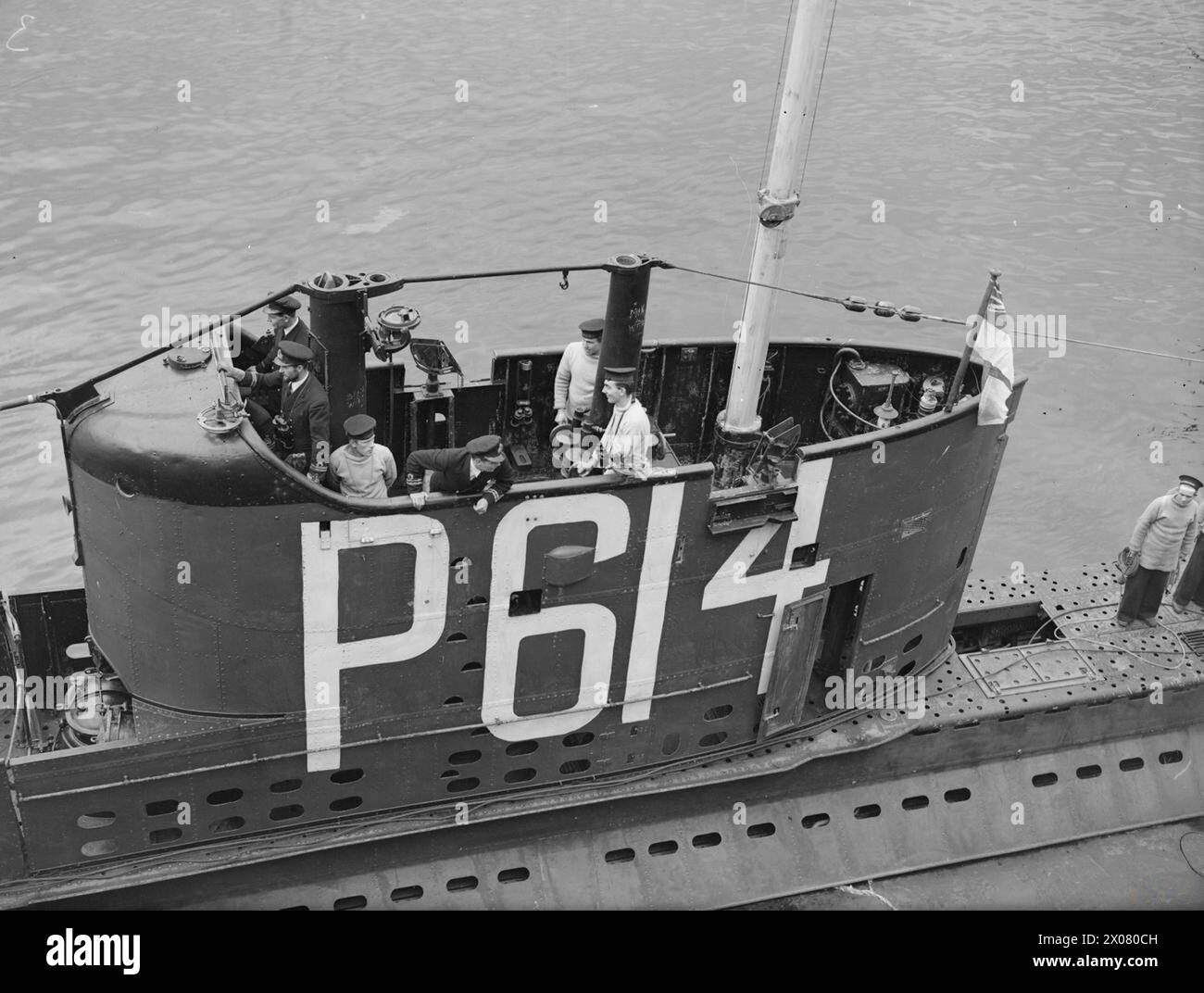 THE BRITISH SUBMARINE P614, COMES HOME IN TRIUMPH AFTER SINKING A U