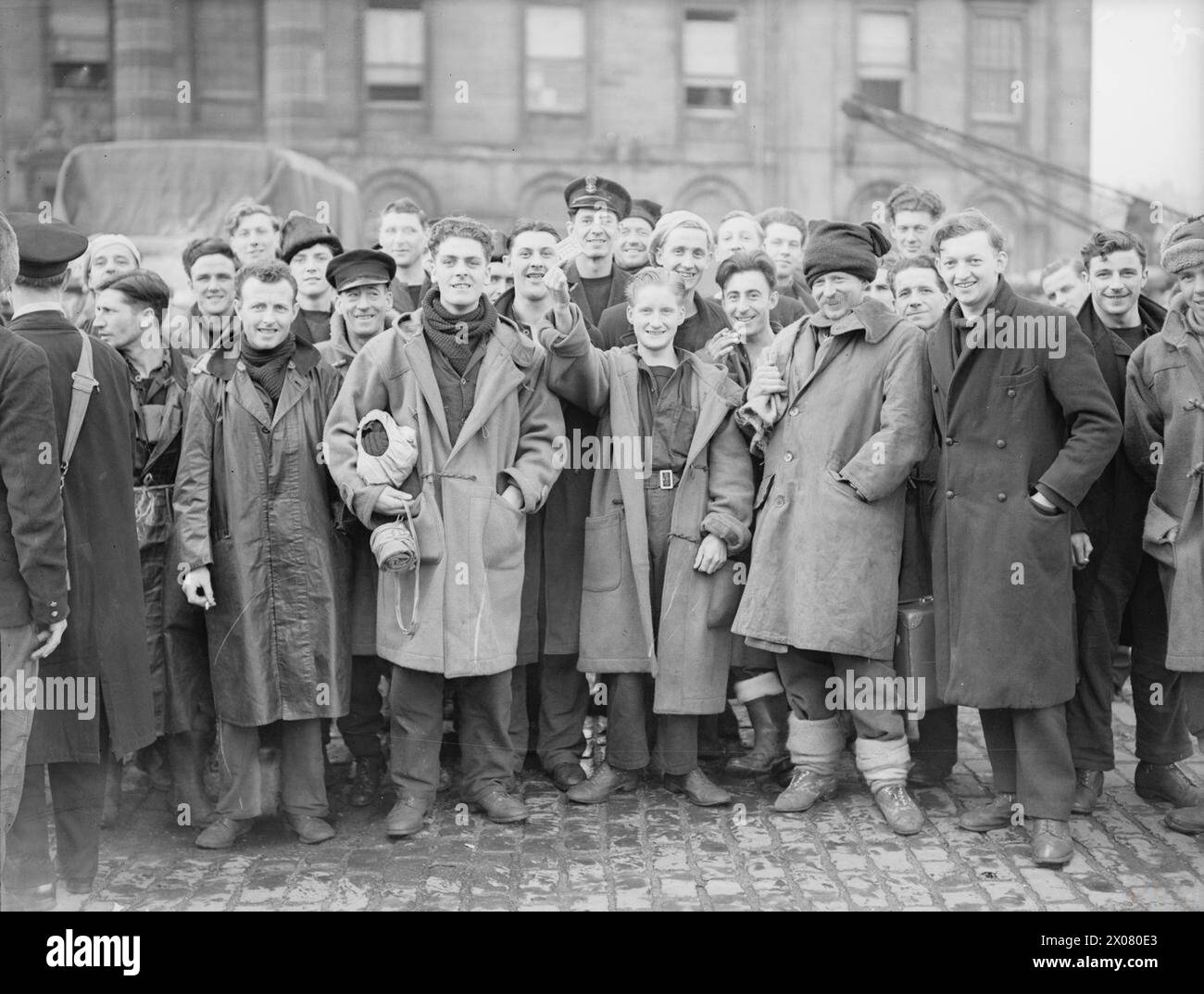 SURVIVORS OF HMS TRINIDAD ARRIVE HOME AT THE SCOTTISH PORT OF GREENOCK ...