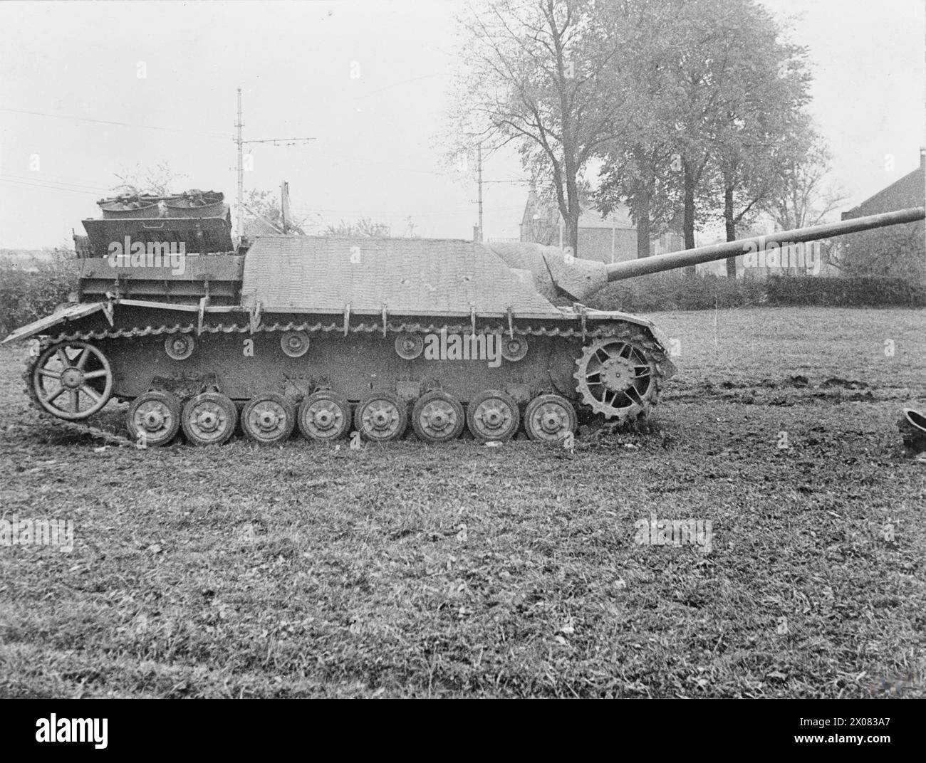 GERMAN TANKS AND MILITARY VEHICLES OF THE SECOND WORLD WAR - Knocked-out Panzer IV/70 (V) - Jagdpanzer IV , Stock Photo