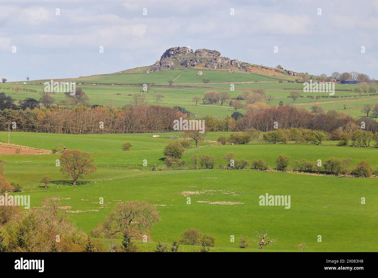 A distnat view of Almscliffe Crag near Harrogate,North Yorkshire,UK Stock Photo