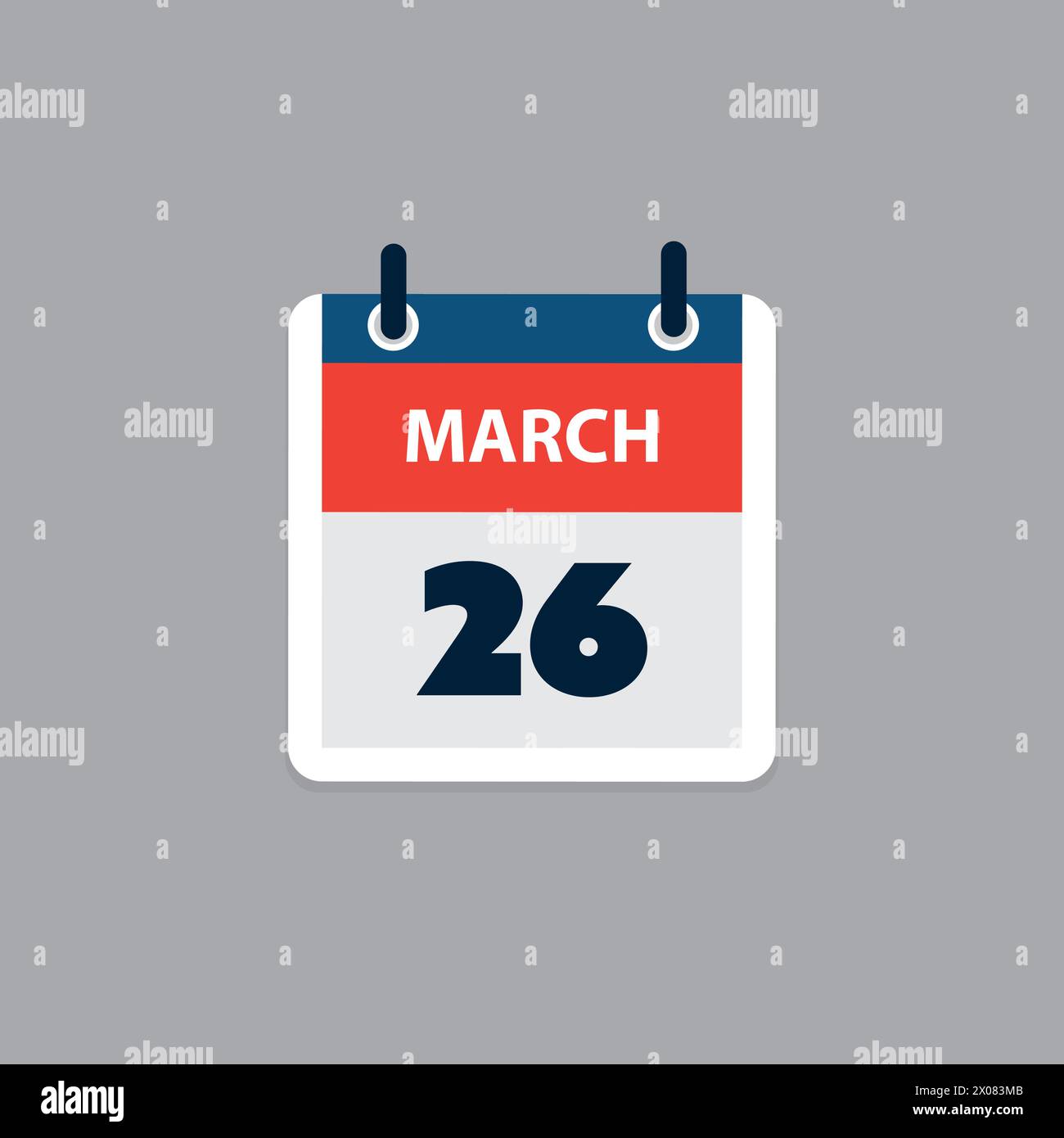 Simple Calendar Page for Day of 26th March Banner, Graphic Design Simple Calendar Page for Day of 26th March Banner, Graphic Design