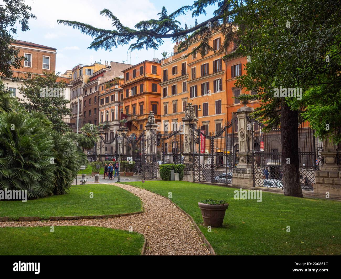 Front gardens of Palazzo Barberini that houses the Galleria Nazionale d'Arte Antica - Rome, Italy Stock Photo