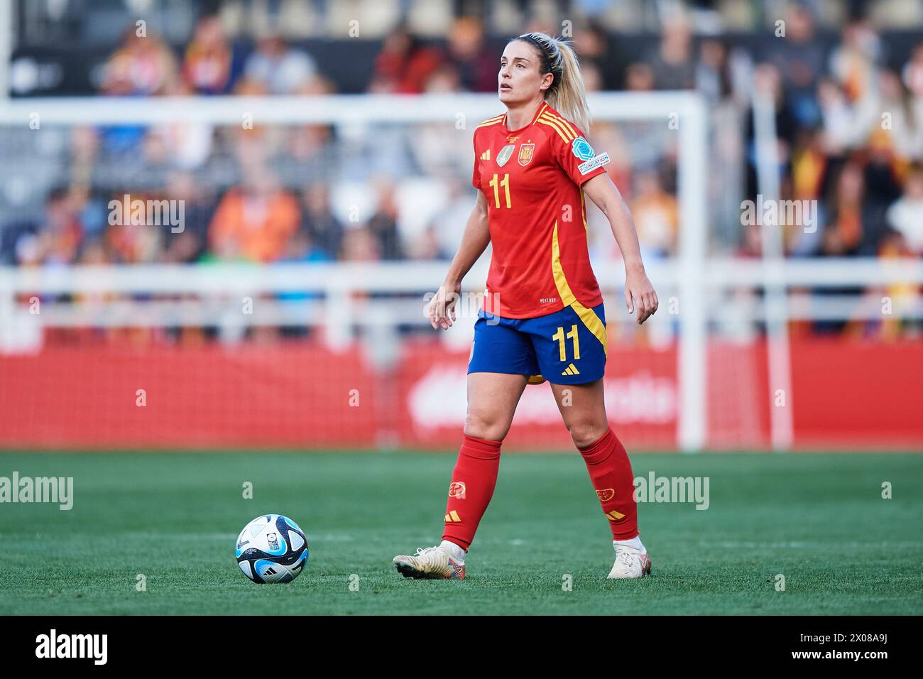Alexia Putellas of Spain with the ball during the UEFA Women's EURO Qualifier match between Spain and Czech Republic at Estadio Municipal El Plantio o Stock Photo