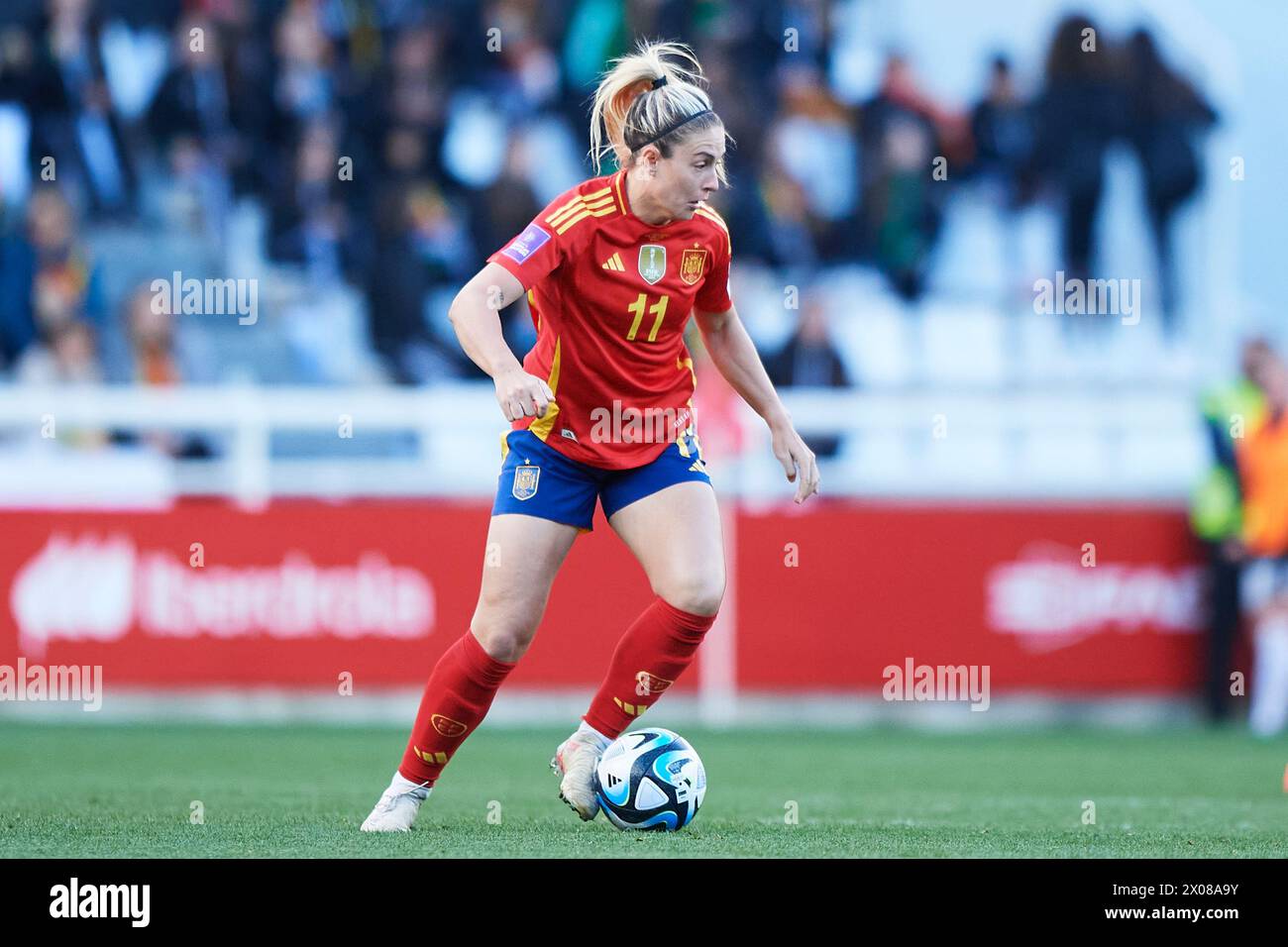 Alexia Putellas of Spain with the ball during the UEFA Women's EURO Qualifier match between Spain and Czech Republic at Estadio Municipal El Plantio o Stock Photo