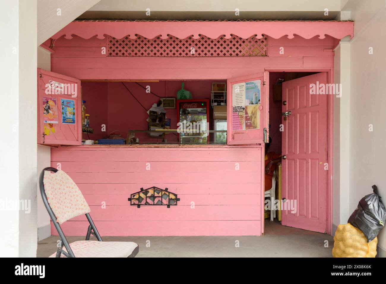 Colourful pink painted ice cream and drinks shop, Port Elizabeth