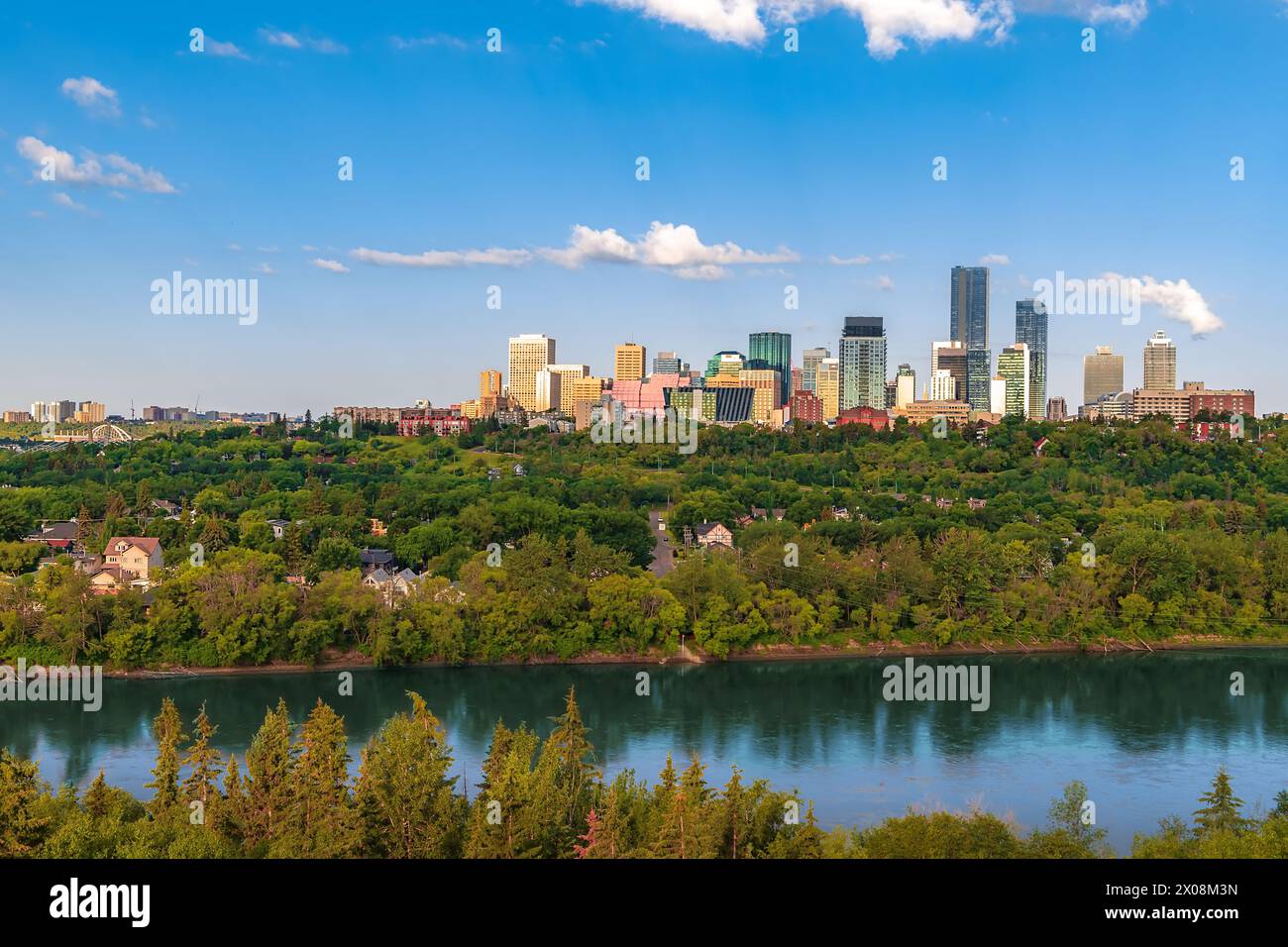 anoramic Blue Sky Over The Edmonton Skyline And River Valley Stock Photo