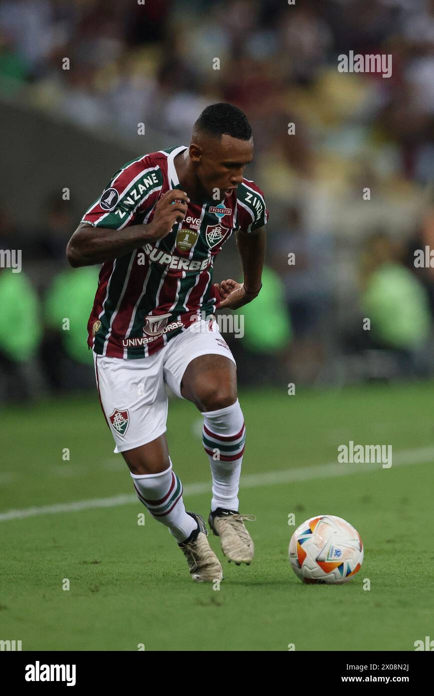 9th April 2024:; Maracan&#xe3; Stadium, Rio de Janeiro, Brazil:  Copa Libertadores Football Fluminense versus Colo-Colo;  Marquinhos of Fluminense Stock Photo
