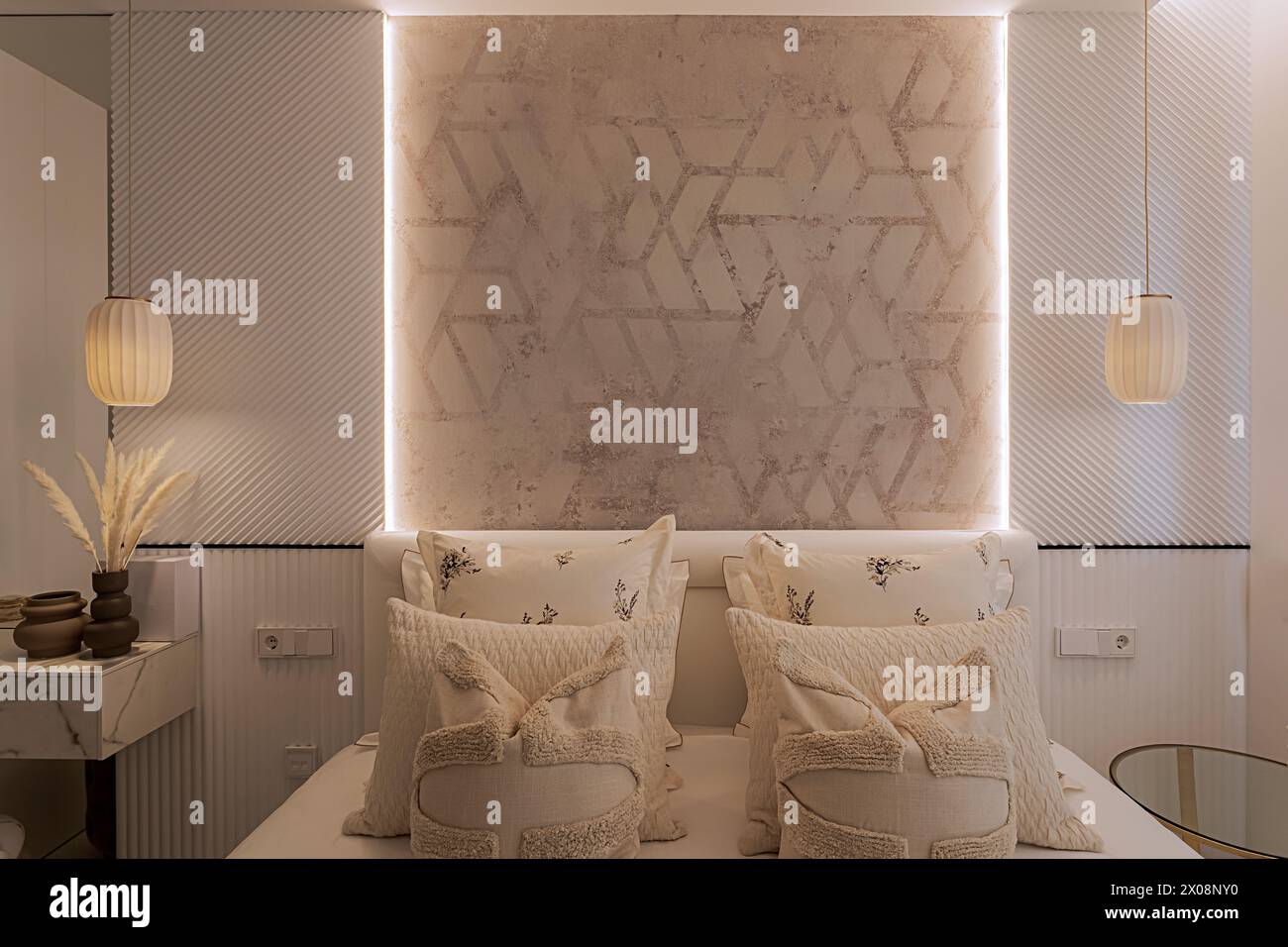 31 Feature Wall Ideas for a Stunning Focal Point - The Spruce - Backlit Textured Apartment Feature Wall